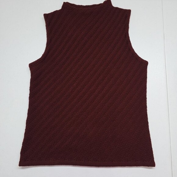 Jones New York Sweaters - Jones New York 100% Merino Wool Burgundy Sleeveless Round Neck Sweater Tank SM